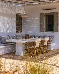 The Marble Dinning table right in front of the kitchen window